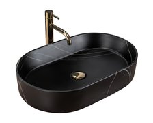 Rea NADIA 60 BLACK STONE MATT keramické umývadlo na dosku 61 x 38,5 cm U8565