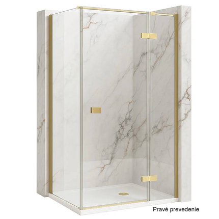 Rea ATLAS GOLD BRUSH sprchový kút 90 x 100 x 200 cm, sklo číre, pravý K4671 + K4337