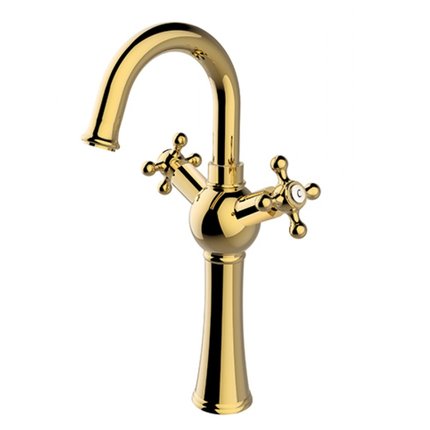 BESCO RETRO I umývadlová stojánková batéria, výsoká zlatá BU-RI-ZL