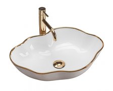Rea PEARL GOLD EDGE keramické umývadlo na dosku 51,5 x 37,5 cm U0696