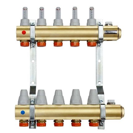 Sigma Rozdeľovač 8-cestný mosadzný s prietokomermi a term.ventilmi (RMZTP-8)