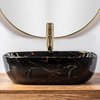 Rea BELINDA BLACK MARBLE SHINY keramické umývadlo na dosku 46,5 x 33 cm U8907