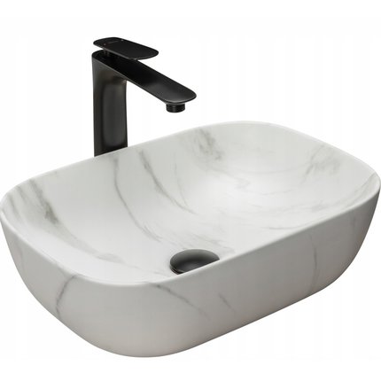Rea BELINDA MARBLE MATT keramické umývadlo na dosku 46 x 32 cm U8702
