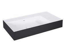 Elita Level ľavé nástenná umývadlo Solid Surface 80,5x45,5 cm White Matt/Black Matt RE041461216030