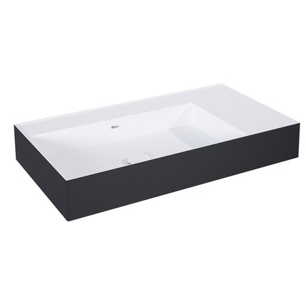 Elita Level ľavé nástenná umývadlo Solid Surface 80,5x45,5 cm White Matt/Black Matt RE041461216030