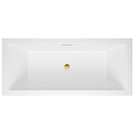 Excellent Heaven SLIM – Obdĺžniková akrylátová vaňa do kúpeľne 160 × 75 cm s odtokovým setom FLOW Gold (WAEX.HEV16GLS)