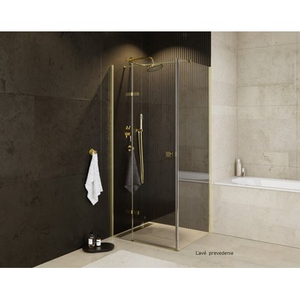 Besco PIXA GOLD sprchový kút  90 x 90 x 195 cm, profil zlatý, sklo číre