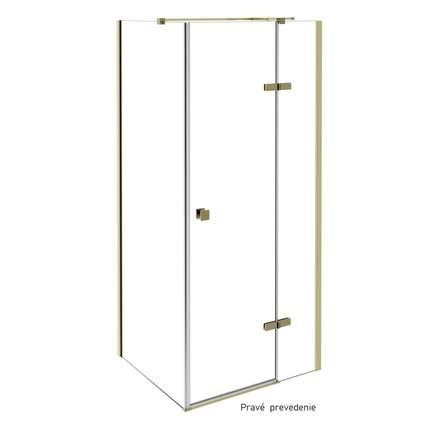 Besco PIXA GOLD sprchový kút  90 x 90 x 195 cm, profil zlatý, sklo číre