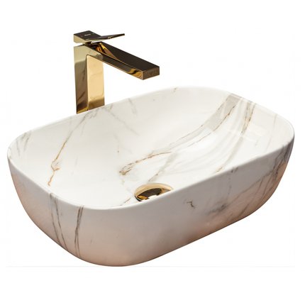 Rea BELINDA AIAX MARMUR keramické umývadlo na dosku 46 x 32 cm U6596