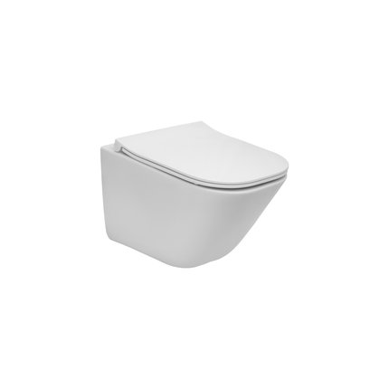 Roca GAP Square Compacto WC misa závesná Rimless, zadný odpad, biela so sedátkom A34H473000