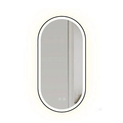 LED oválne kúpeľňové zrkadlo 50 x 100 cm LED OVL, čierny rám, HOM-02505