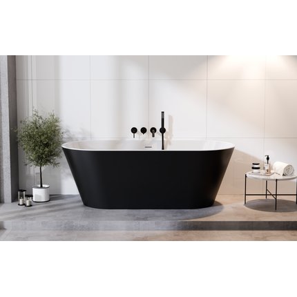 Besco DEEVA B&W voľne stojaca akrylátová vaňa s prepadom 170 x 80 cm, #WWA-170-DBB