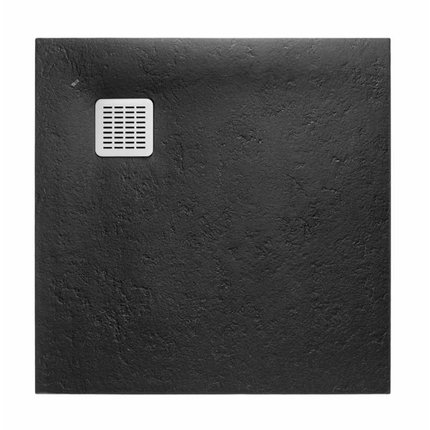 Roca TERRAN STONEX štvorcová kompozitná sprchová vanička 80 x 80 cm, čierna AP10332032001400