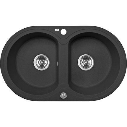 Laveo DAFNE granitový drez 78 x 47 cm, čierny SBD_720T