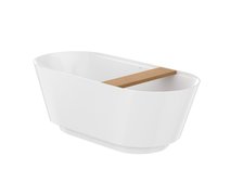 Roca TURA voľne stojaca vaňa z liateho mramoru STONEX® s drevenou poličkou 170 x 75 cm A248671000