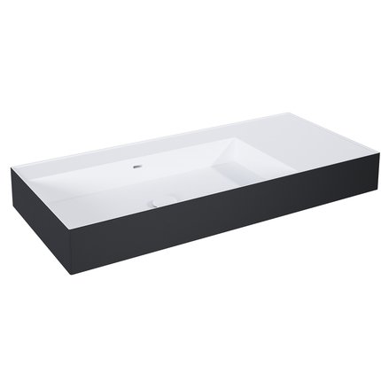 Elita Level ľavé nástenná umývadlo Solid Surface 100,5x45,5 cm White Matt/Black Matt RE041461216030