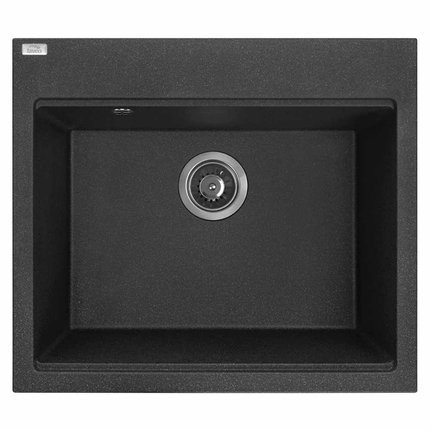 Laveo TAU jednokomorový granitový drez 57 x 50 cm, čierny SBT_710Y