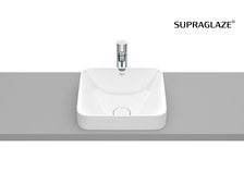 Roca INSPIRA Square FINECERAMIC® umývadlo na dosku 37 x 37 cm, biele SUPRAGLAZE® A32753RS00