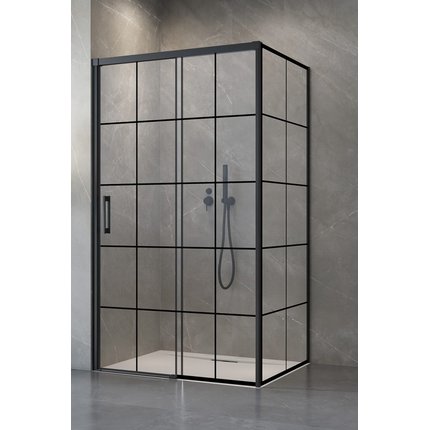 Radaway IDEA BLACK KDS FACTORY obdĺžnikový sprchový kút 150 x 120 x 205 cm 10115150-54-01R+10117120-01-01+Factory
