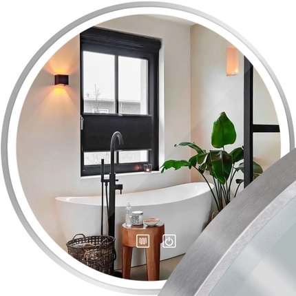 LED zrkadlo s priemerom 70 cm MMJ, brúsená oceľ HOM-06506