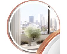 LED zrkadlo s priemerom 70 cm MMJ, brúsená medená HOM-05507