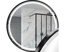 LED zrkadlo s priemerom 90 cm MMJ, čierna HOM-05515