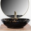Rea PAMELA BLACK MARBLE SHINY keramické umývadlo na dosku 53 x 33 cm U5067