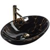 Rea PAMELA BLACK MARBLE SHINY keramické umývadlo na dosku 53 x 33 cm U5067