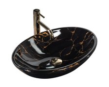 Rea PAMELA BLACK MARBLE SHINY keramické umývadlo na dosku 53 x 33 cm U5067