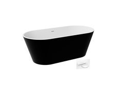 Besco DEEVA Matt B&W voľne stojaca akrylátová vaňa s prepadom 180 x 80 cm, #WWA-180DMBW