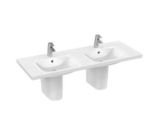Connect dvoj-umývadlo 130 cm, biele s otvorom na batérie