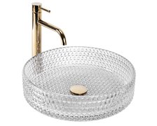 Rea CRISTAL 39 TRANSPARENT sklené umývadlo na dosku 40 x 40 cm U0284