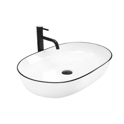 Rea CLEO 61 BLACK EDGE keramické umývadlo na dosku čierne 60,5 x 41 cm  REA-U6210