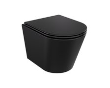 Besco CeraBe LAAX MATT BLACK WC misa závesná Rimless 45 x 35,5 x 36,5 cm cm so sedátkom #ZLA-C-DLC