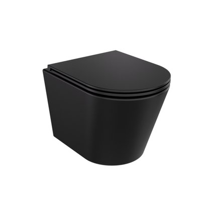 Besco CeraBe LAAX MATT BLACK WC misa závesná Rimless 45 x 35,5 x 36,5 cm cm so sedátkom #ZLA-C-DLC