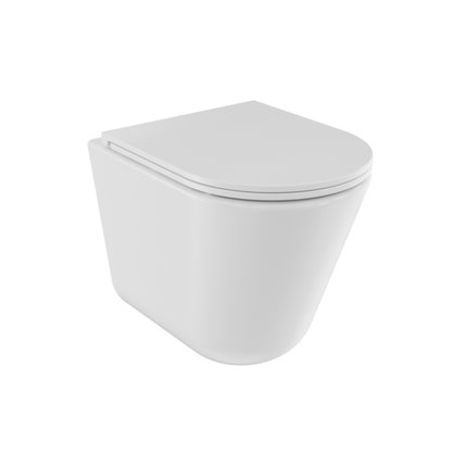 Besco CeraBe LAAX ERGO WHITE WC misa závesná Rimless 44,5 x 36 x 39,5 cm so sedátkom #ZLAE-B-DLB