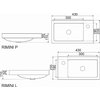 Novoterm RIMINI keramické umývadlo nábytkové/pultové, pravé 43 x 23,5 cm