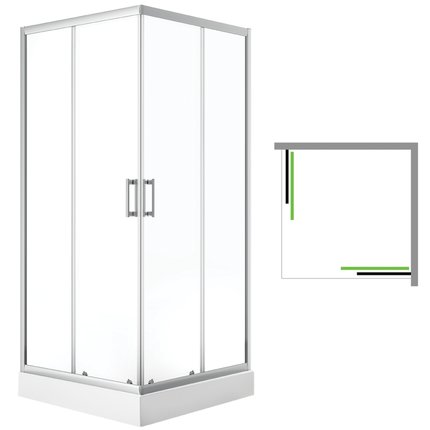 Laveo DESNA štvorcový sprchový kút s vaničkou 80 x 80 x 201 cm JKDD086K