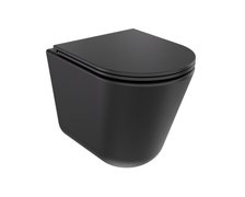 Besco CeraBe LAAX ERGO MATT BLACK WC misa závesná Rimless 44,5 x 36 x 39,5 cm so sedátkom #ZLAE-C-DLC