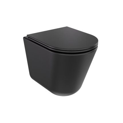 Besco CeraBe LAAX ERGO MATT BLACK WC misa závesná Rimless 44,5 x 36 x 39,5 cm so sedátkom #ZLAE-C-DLC