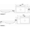 Novoterm RIMINI keramické umývadlo nábytkové/pultové, ľavé 43 x 23,5 cm