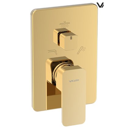 VALVEX LOFT podomietková batéria na vaňu a sprchu, 3-funkčný tlakový prepínač, rozeta 180×120 mm, zlatá 2455560