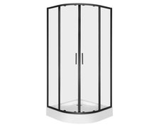 Novoterm SOLID RS black sprchový kút s vaničkou 90 x 90 x 211 cm, sklo číre, profil čierny