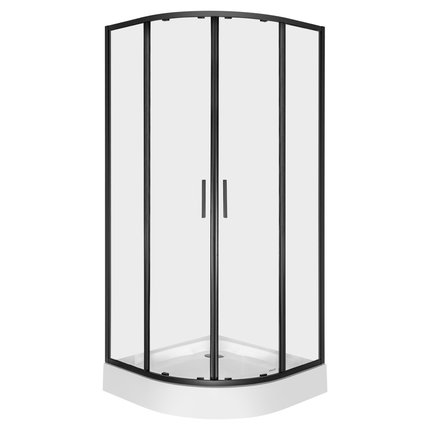 Novoterm SOLID RS black sprchový kút s vaničkou 90 x 90 x 211 cm, sklo číre, profil čierny