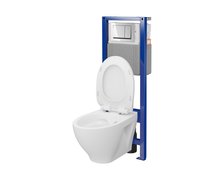 Cersanit set 40 mech. inštalačný modul + misa závesná Savio + sedátko voľnepadajúce + tlačítko chróm lesklý S701-828