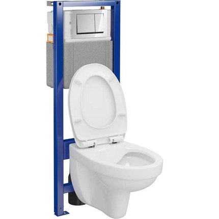 Cersanit set 40 mech. inštalačný modul + misa závesná + sedátko volnepadajúce + tlačítko chróm lesklý