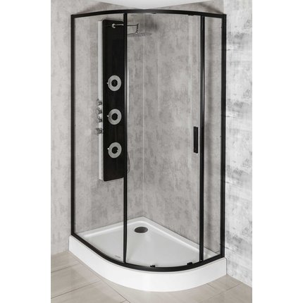 KERRA Solid RPA Black asymetrický sprchový kút s vaničkou 80 x 100 x 208 cm