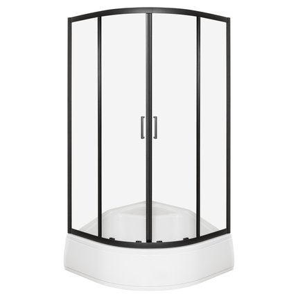 Novoterm ARUBA GL PS black sprchový kút s vaničkou 80 x 80 x 199,5 cm, sklo číre, profil čierny