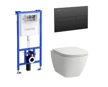 Laufen SET PRO A Black inštalačný modul + misa závesná + sedátko + tlačítko