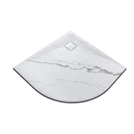 Besco VEXO MARBLE štvrť-kruhová sprchová vanička SMC 90 x 90 cm
